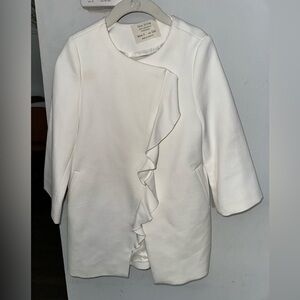 Zara Girls Holiday Festive Cream Outerwear coat Jacket peacoat Size 7